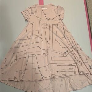 Nununu Tan A-Line Dress with Pleated Tiered Design